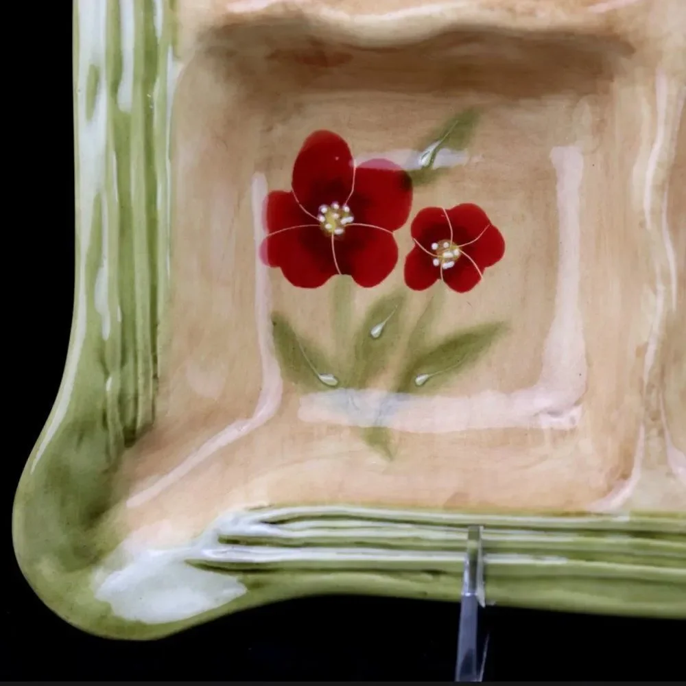Ambiance Collections FLEUR RUSTIQUE by Nanette Vacher - 4 Section Relish Dish F1